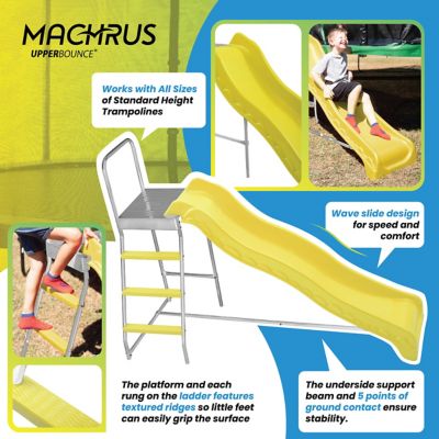 Image showing  Trampoline Step N Slide Kid's Outdoor Step Ladder & Wave Slide Set, Fits Standard Round or Rectangle Trampolines