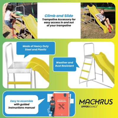 Image showing  Trampoline Step N Slide Kid's Outdoor Step Ladder & Wave Slide Set, Fits Standard Round or Rectangle Trampolines