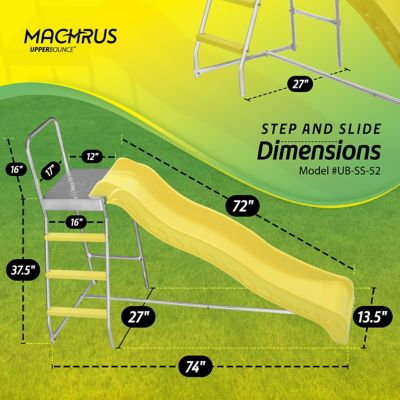 Image showing  Trampoline Step N Slide Kid's Outdoor Step Ladder & Wave Slide Set, Fits Standard Round or Rectangle Trampolines