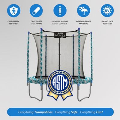 Image showing  9 ft. Round Trampoline Set with Safety Enclosure System - Maui Marble - Outdoor Trampoline for Kids - Adults