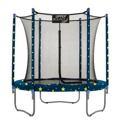 Upper Bounce 9 ft. Round Trampoline Set with Safety Enclosure System - Starry Night - Outdoor Trampoline for Kids - Adults