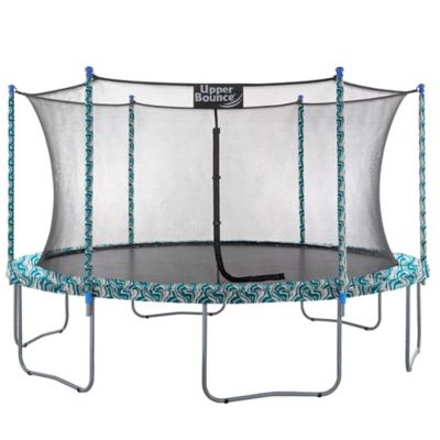 Upper Bounce 14 ft. Round Trampoline Set with Safety Enclosure System - Maui Marble - Outdoor Trampoline for Kids - Adults