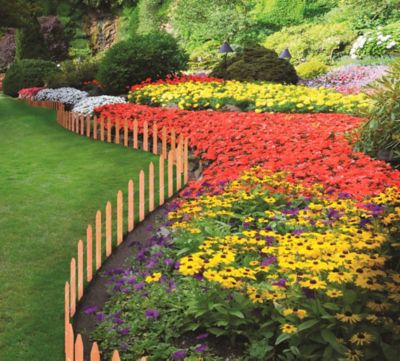 Image showing  8 ft. x 16 in. Cedar Wood Picket Fence, 4-Pack