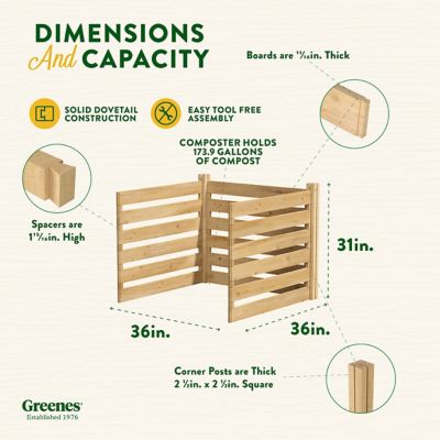 Image showing 5 th Greenes Fence 173.92 gal. Cedar Wood Composter Add-On Kit, 36 x 36 x 31in.
