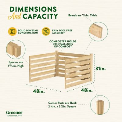 Image showing 5 th Greenes Fence 309.17 gal. Cedar Wood Composter Add-On Kit, 48 x 48 x 31in.