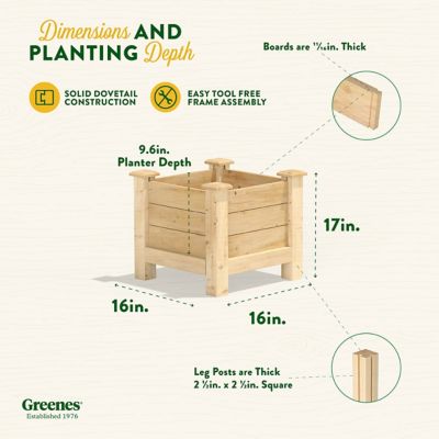 Image showing 7 th Greenes Fence Original Cedar Elevated Planter, 16 x 16 x 17in.