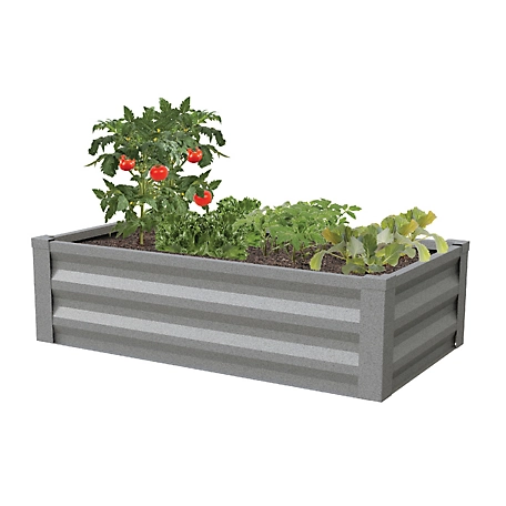 Greenes Fence Powder-Coated Metal Raised Garden Bed, Gray 2 ft. X 4 ft. X 10 in.