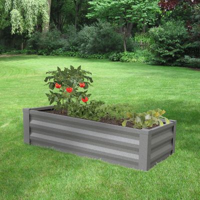 Image showing  Powder-Coated Metal Raised Garden Bed, 2 ft. x 4 ft. x 10 in., Gray