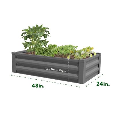 Image showing  Powder-Coated Metal Raised Garden Bed, 2 ft. x 4 ft. x 10 in., Gray