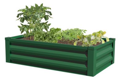 Greenes Fence Powder-Coated Metal Raised Garden Bed, Green 2 ft. X 4 ft. X 10 in.