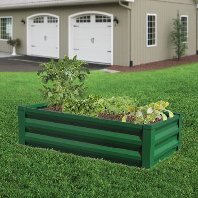 Image showing  Powder-Coated Metal Raised Garden Bed, Green, 2 ft. X 4 ft. X 10 in.
