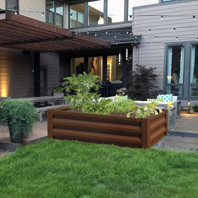 Image showing  Powder-Coated Metal Raised Garden Bed, 2 ft. x 4 ft. x 10 in., Brown
