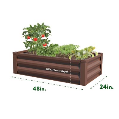 Image showing  Powder-Coated Metal Raised Garden Bed, 2 ft. x 4 ft. x 10 in., Brown