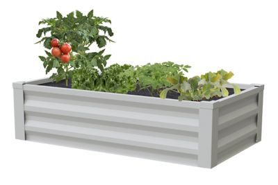 Greenes Fence Powder-Coated Metal Raised Garden Bed, White 2 ft. X 4 ft. X 10 in.
