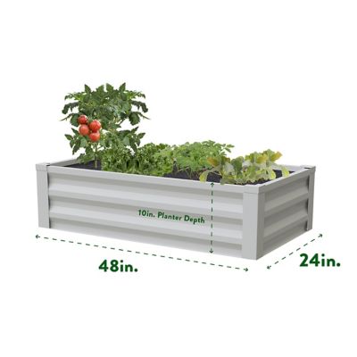 Image showing  Powder-Coated Metal Raised Garden Bed, White, 2 ft. X 4 ft. X 10 in.