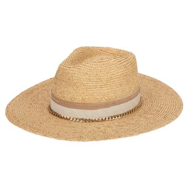 San Diego Hat Company Coastal Sunset Women's Fine Braid Raffia Fedora With Layered Bands