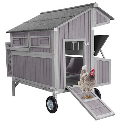 Image showing  Extra-Large Chicken Coop with Big Wheels, 6 to 8 Chicken Capacity