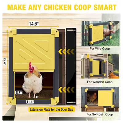 Image showing 8 th Aivituvin Automatic Chicken Coop Door, Solar Powered Auto Chicken Door, Black