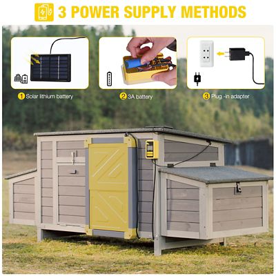 Image showing  Automatic Chicken Coop Door, Solar Powered Auto Chicken Door, Gray