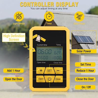 Image showing 5 th Aivituvin Automatic Chicken Coop Door, Solar Powered Auto Chicken Door, Gray