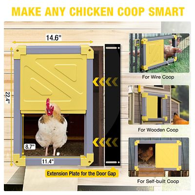 Image showing 8 th Aivituvin Automatic Chicken Coop Door, Solar Powered Auto Chicken Door, Gray