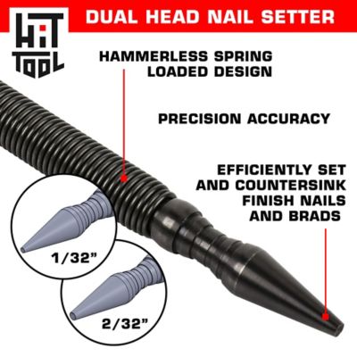 Image showing  1/32 and 2/32 in. Combination Spring Loaded Hammerless Nail Set