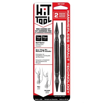 HIT Tool Pro Combo Kit - 1/32 in. & 2/32 in. Nail Set with Door Pin Remover & Installer Steel Hammerless Spring Tools