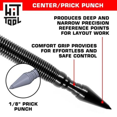 Image showing  1/8 in. Prick Punch and 3/16 in. Center Punch Combination Spring Loaded Hammerless Tool