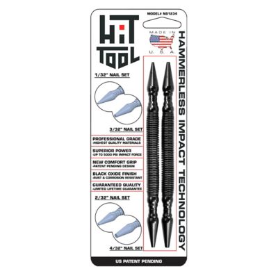 HIT Tool Pro Finish Kit Combo with 1/32, 2/32 and 3/32, 4/32 Spring-Loaded Hammerless Nail Set