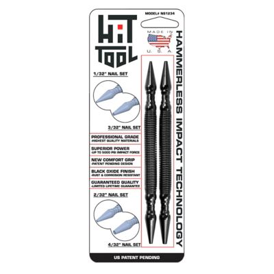 HIT Tool Pro Finish Kit - Combo 1/32, 2/32 & 3/32, 4/32 Spring Loaded Hammerless Nail Sets