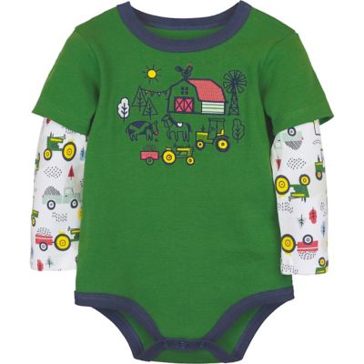 John Deere Baby Boys' Farm Scene Long-Sleeve Bodysuit