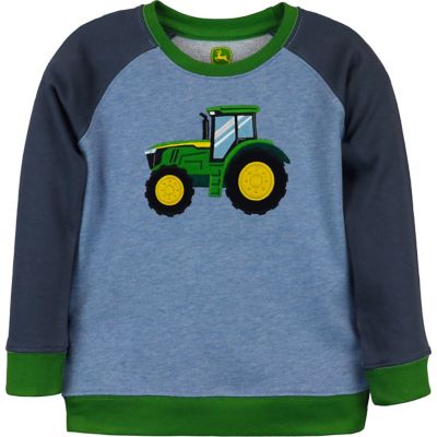 John Deere Toddler Boys' Long-Sleeve French Terry Crew Neck Tractor Sweatshirt