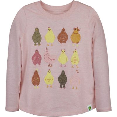 John Deere Girls' Chickens Crew Neck Long-Sleeve T-Shirt