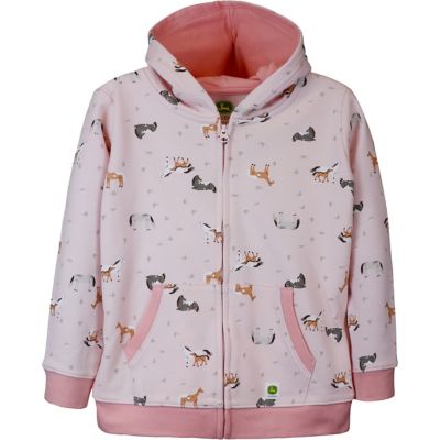 John Deere Toddler Girls' Pony Full-Zip French Terry Sweater