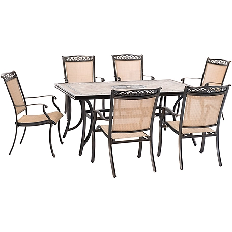 Hanover Fontana 7 pc. Dining Set With Six Stationary Dining Chairs And A Large Tile-Top Table