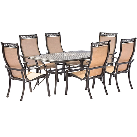 Hanover Manor 7 pc. Dining Set With Six Dining Chairs And A 72 x 38 in. Cast-Top Dining Table