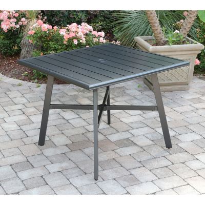 Image showing  Cortino 5 pc. Commercial-Grade Patio Dining Set With 4 Aluminum Slat-Back Dining Chairs And A 38 in. Slat-Top Table
