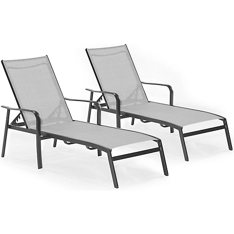 Hanover Foxhill 2 pc. All-Weather Commercial-Grade Aluminum Chaise Lounge Chair Set With Sunbrella Sling Fabric