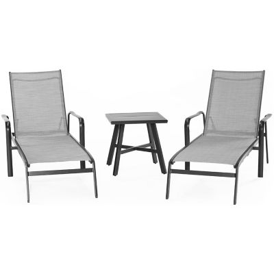 Hanover Foxhill 3 pc. All-Weather Commercial-Grade Aluminum Chaise Lounge Chair Set With 22 in. Square Slat-Top Table