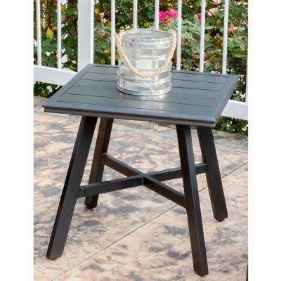 Image showing  All-Weather Commercial-Grade Aluminum 22 in. Square Slat-Top Side Table