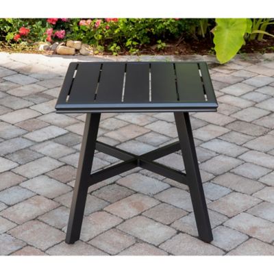 Image showing  All-Weather Commercial-Grade Aluminum 22 in. Square Slat-Top Side Table