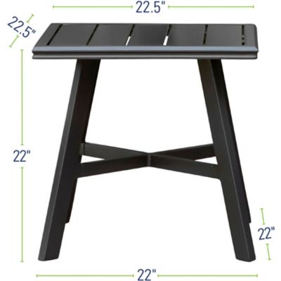 Image showing  All-Weather Commercial-Grade Aluminum 22 in. Square Slat-Top Side Table