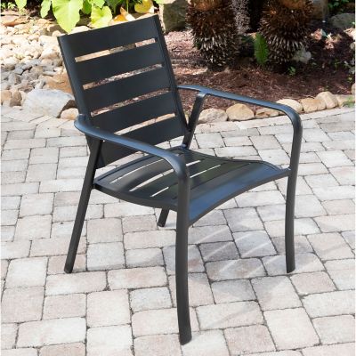 Image showing 5 th Hanover Cortino All-Weather Commercial-Grade Aluminum Slatted Dining Chair