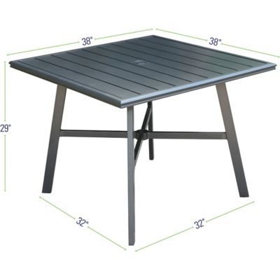 Image showing  All-Weather Commercial-Grade Aluminum 38 in. Square Slat-Top Dining Table