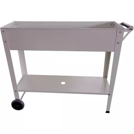 Hanover Portable Raised Planter with Wheels Shelf for Flowers Herbs Vegetables - Galvanized Steel White Raised Garden Beds