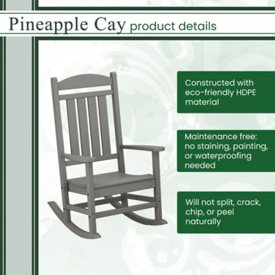 Image showing  Pineapple Cay All-Weather Porch Rocking Chair Set With 2 Rockers And An 19 in. x 15 in. Side Table, Grey