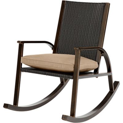 Hanover Traditions Aluminum Wicker Back Cushioned Rocking Chair, Tan