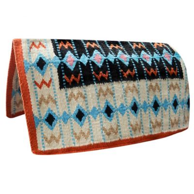 TuffRider Durango Western Woven Saddle Blanket, Light Blue, 34 in. x 36 in.