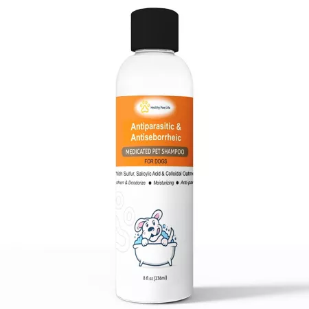 Healthy Paw Life 8 oz Oatmeal and Sulfur Salicylic Acid Shampoo - Antiparasitic and Antiseborrheic Shampoo Dog Shampoos & Conditioners