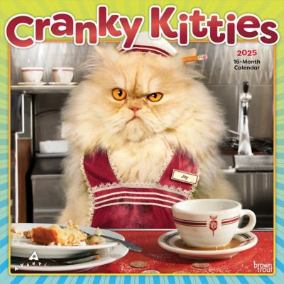 Browntrout Publishers Avanti Cranky Kitties OFFICIAL 2025 12 x 24 in. Monthly Square Wall Calendar Plastic Free